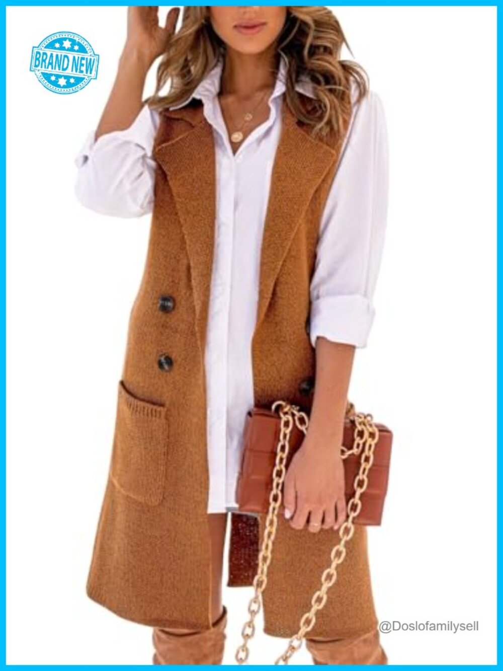 Womens Long Sweater Vest Sleeveless Knit Cardigan Outerwear